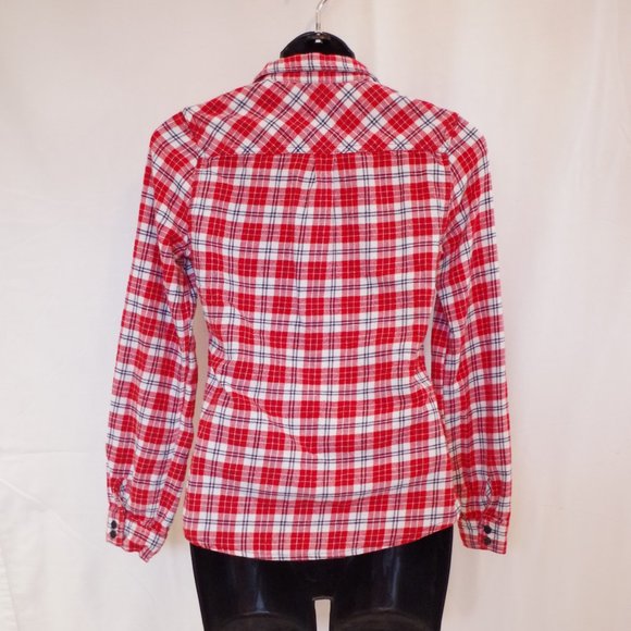 Urban Behavior Fitted Tab Sleeve Checkered Flannel Shirt- Sz. Sm - Picture 2 of 3